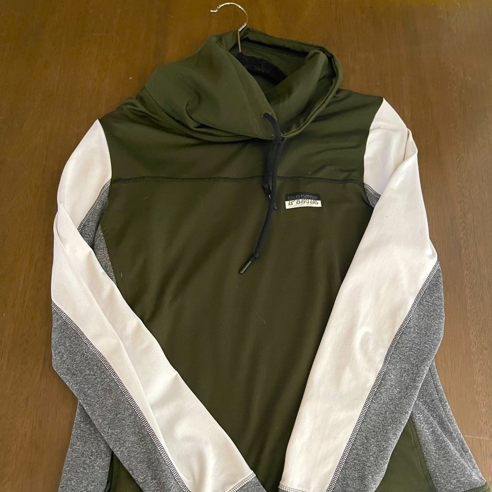 PINK cowl neck athletic sweatshirt